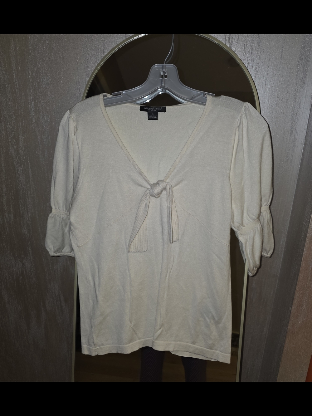 Charter Club Cream Tie-Front Puff Sleeve Top